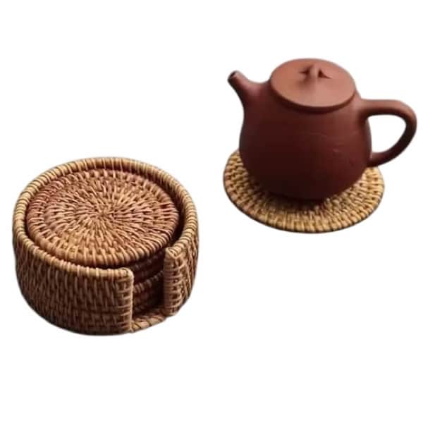 Circular Rattan Placemats Set cover